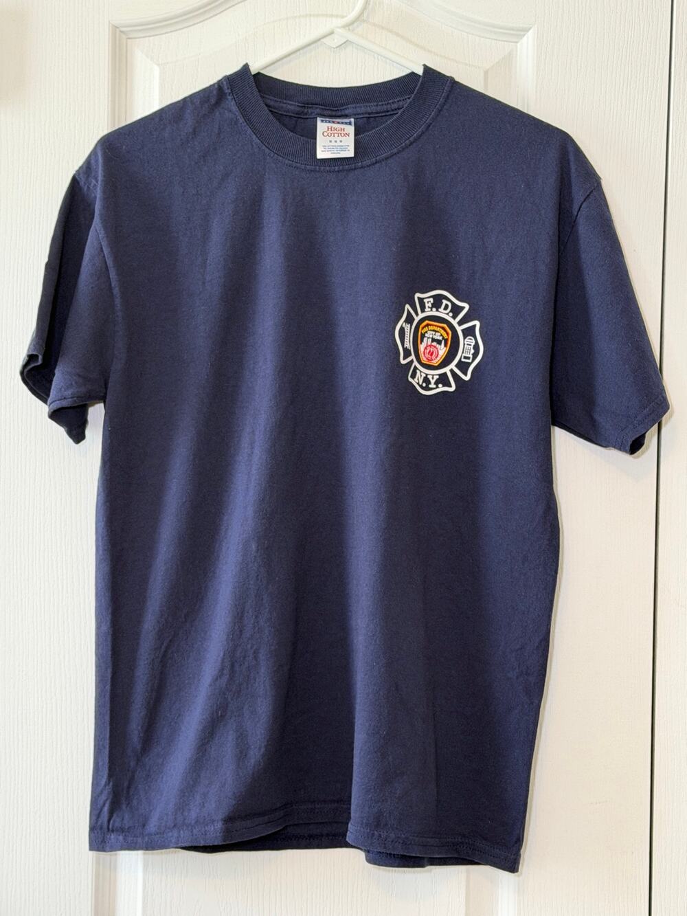 Fire Dept of New York (FDNY) Double-Sided Graphic Navy T-Shirt Size Medium
